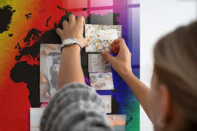World Map Magnetic Glass Dry Erase Board