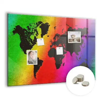 World Map Magnetic Glass Dry Erase Board