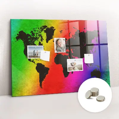 World Map Magnetic Glass Dry Erase Board