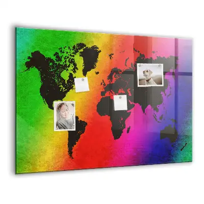 World Map Magnetic Glass Dry Erase Board