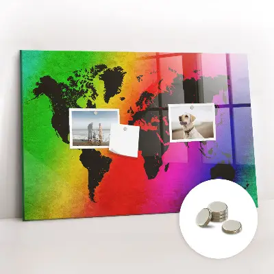 World Map Magnetic Glass Dry Erase Board