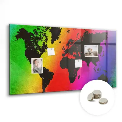 World Map Magnetic Glass Dry Erase Board