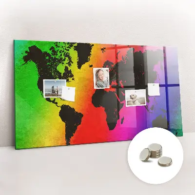 World Map Magnetic Glass Dry Erase Board