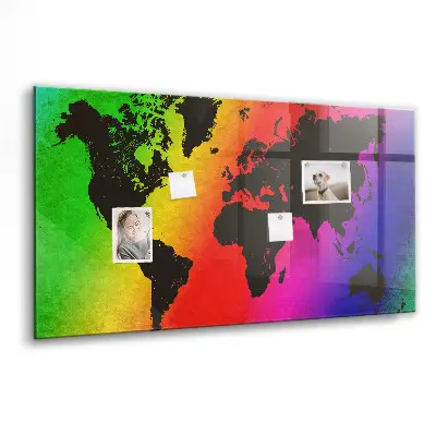World Map Magnetic Glass Dry Erase Board
