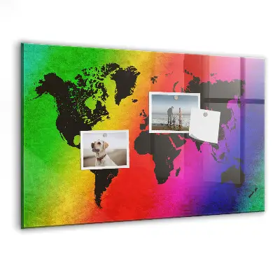World Map Magnetic Glass Dry Erase Board