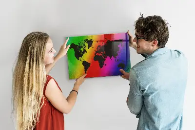 World Map Magnetic Glass Dry Erase Board