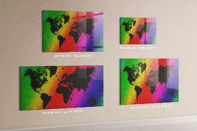 World Map Magnetic Glass Dry Erase Board