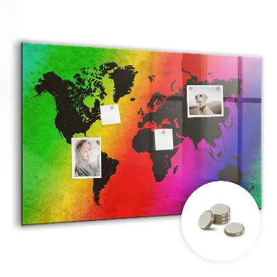 World Map Magnetic Glass Dry Erase Board