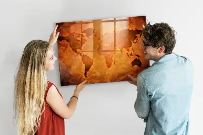 Large world map magnet board