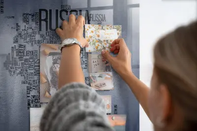 World Map Magnetic Glass Dry Erase Board