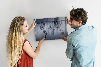 World Map Magnetic Glass Dry Erase Board