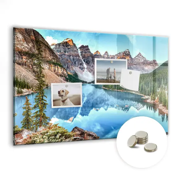 Magnetic wall board with mountain landscape print