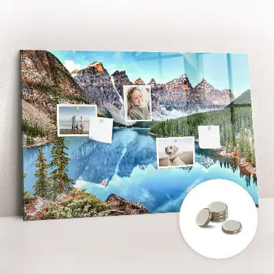 Magnetic wall board with mountain landscape print