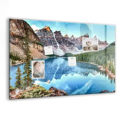 Magnetic wall board with mountain landscape print