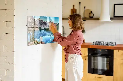 Magnetic wall board with mountain landscape print