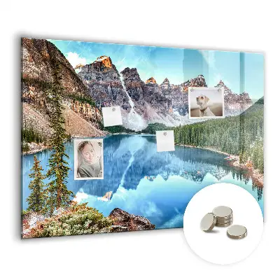 Magnetic wall board with mountain landscape print