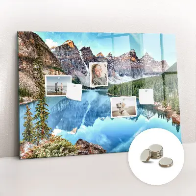 Magnetic wall board with mountain landscape print