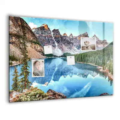 Magnetic wall board with mountain landscape print