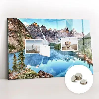 Magnetic wall board with mountain landscape print