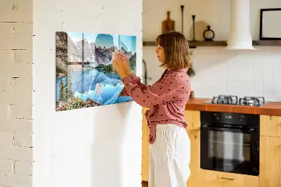 Magnetic wall board with mountain landscape print