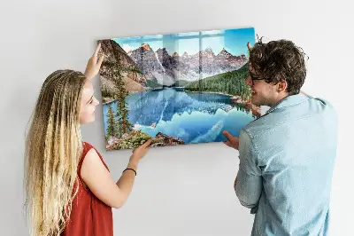 Magnetic wall board with mountain landscape print