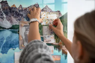 Magnetic wall board with mountain landscape print