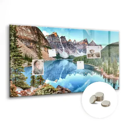 Magnetic wall board with mountain landscape print