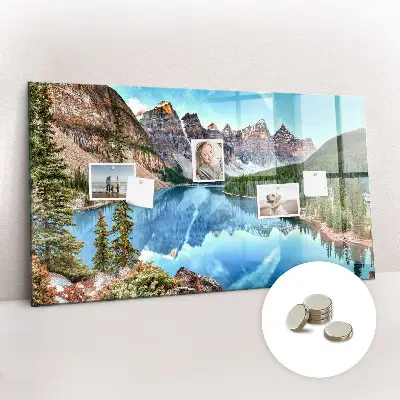Magnetic wall board with mountain landscape print