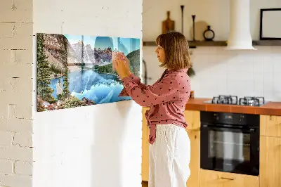 Magnetic wall board with mountain landscape print
