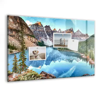 Magnetic wall board with mountain landscape print