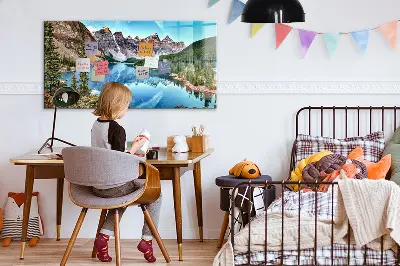 Magnetic wall board with mountain landscape print