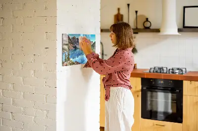 Magnetic wall board with mountain landscape print