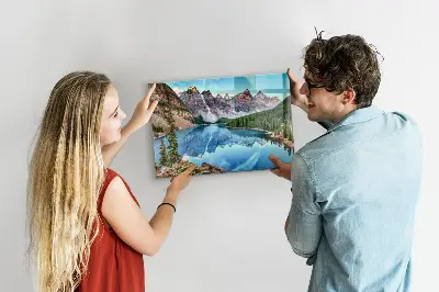 Magnetic wall board with mountain landscape print
