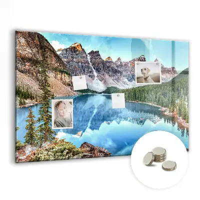 Magnetic wall board with mountain landscape print