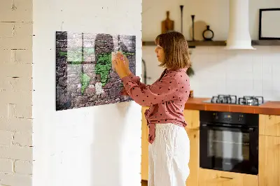 Magnetic Glass Dry Erase Board with Brick World Map Design
