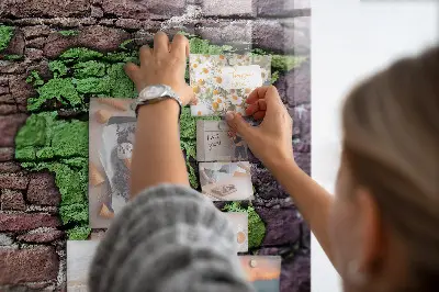 Magnetic Glass Dry Erase Board with Brick World Map Design