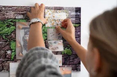 Magnetic Glass Dry Erase Board with Brick World Map Design