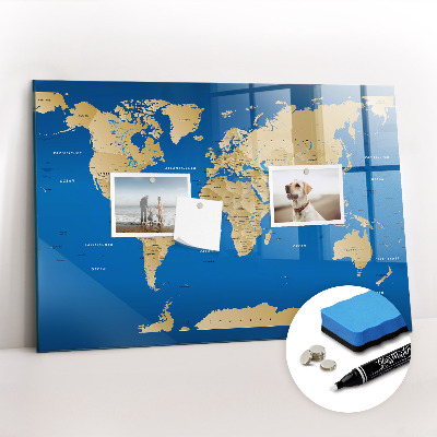 Magnetic marker board World countries
