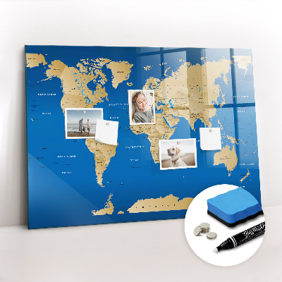 Magnetic marker board World countries