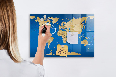Magnetic marker board World countries