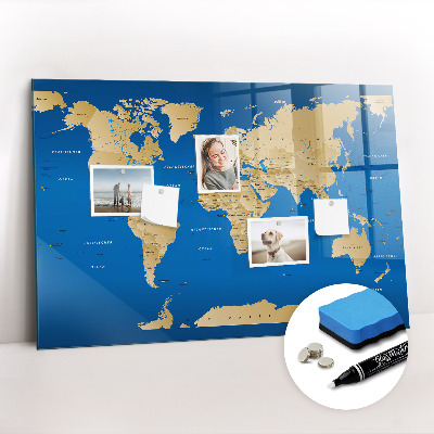 Magnetic marker board World countries