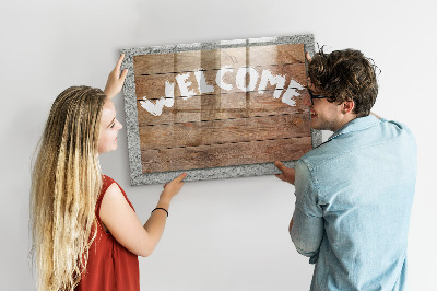 Magnetic glass board Welcome sign