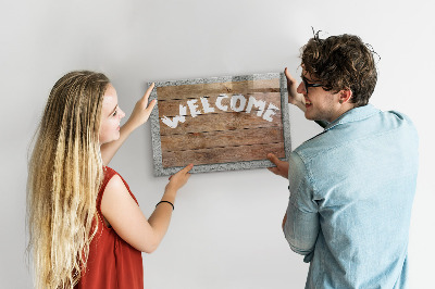 Magnetic glass board Welcome sign