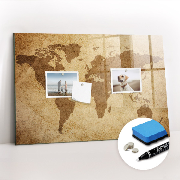 Magnetic dry erase board Vintage world map