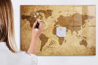 Magnetic glass board Vintage world map