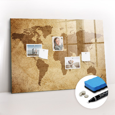 Magnetic dry erase board Vintage world map