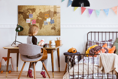 Magnetic dry erase board Vintage world map