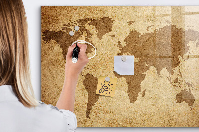 Magnetic dry erase board Vintage world map