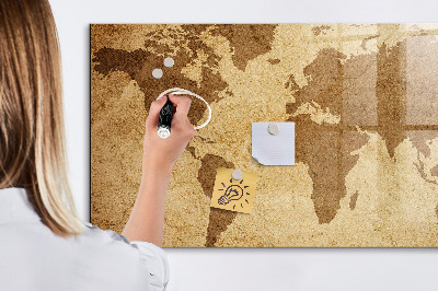 Magnetic dry erase board Vintage world map