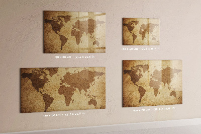 Magnetic glass board Vintage world map